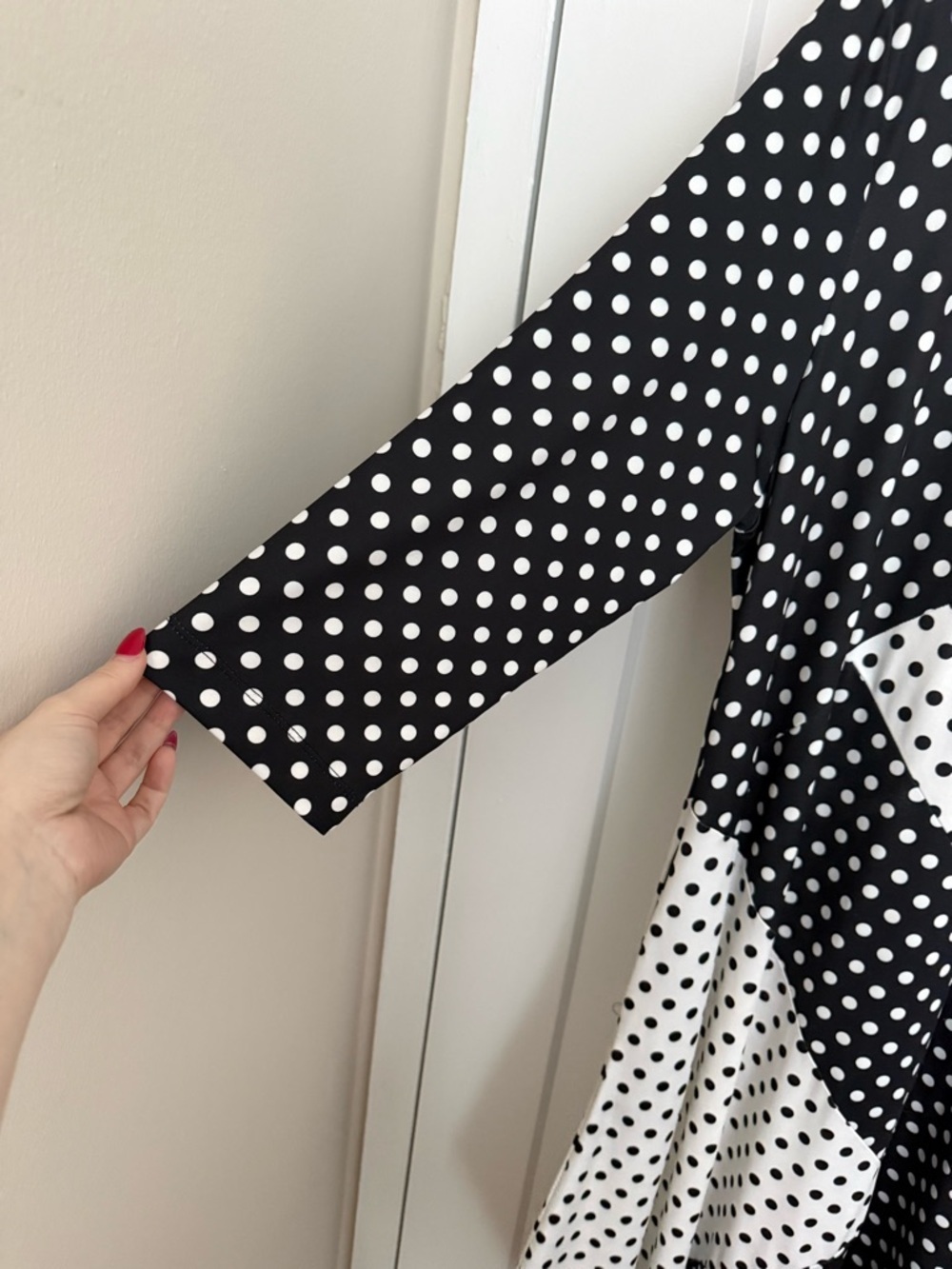 IC by Connie K - Polka Dot Swing Dress - Black & White Colorblock - Picture 8 of 12